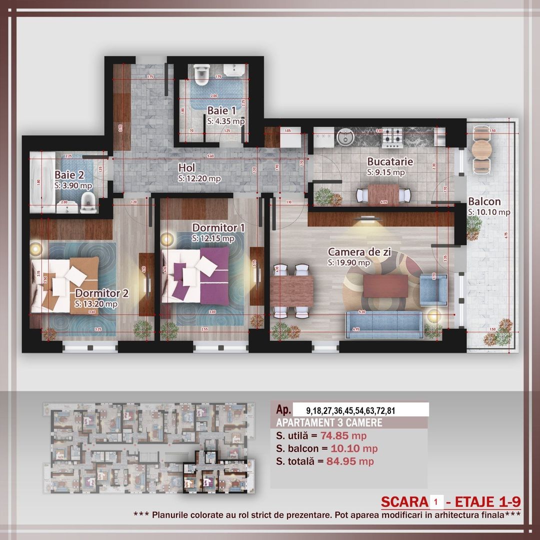 Apartament 3 camere compact  Titan Pallady Metrou Nicolae Teclu - Schiță 13