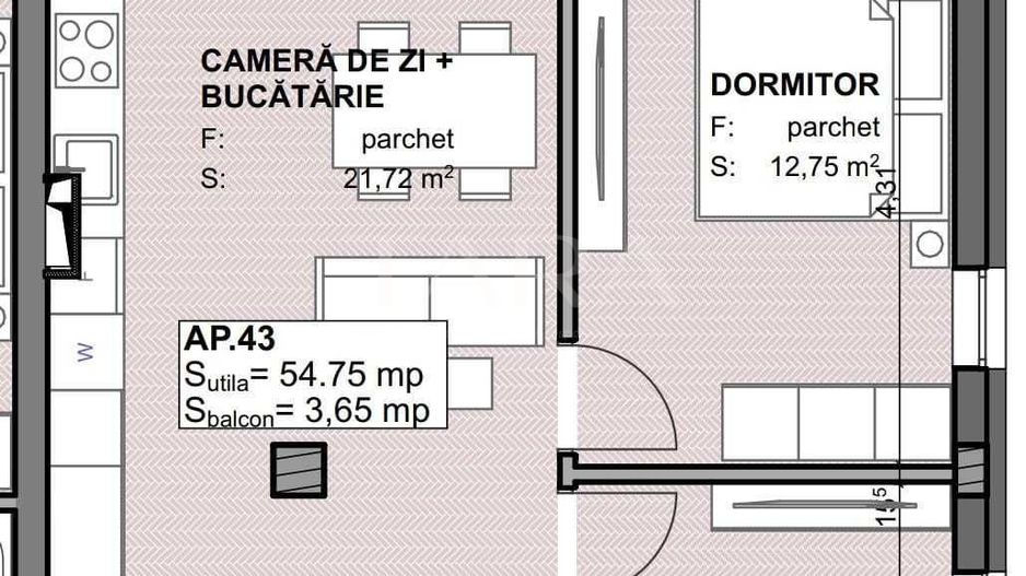 Apartament cu 3 camere, bloc nou, semifinisat, garaj, Apahida. - Poză 2
