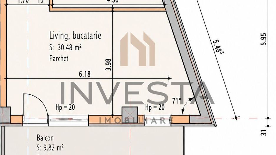 Apartament cu 3 camere, parcare subterana, bloc nou, zona Traian Vuia! - Schiță 9