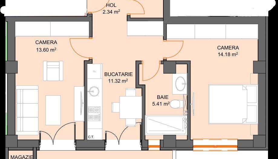 Apartament cu 2 camere si avans doar 5% - zona Doamna Stanca - Sibiu - Schiță 5