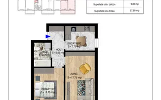 2 camere decomandat   Pallady Metrou Nicolae Teclu - Schiță 18