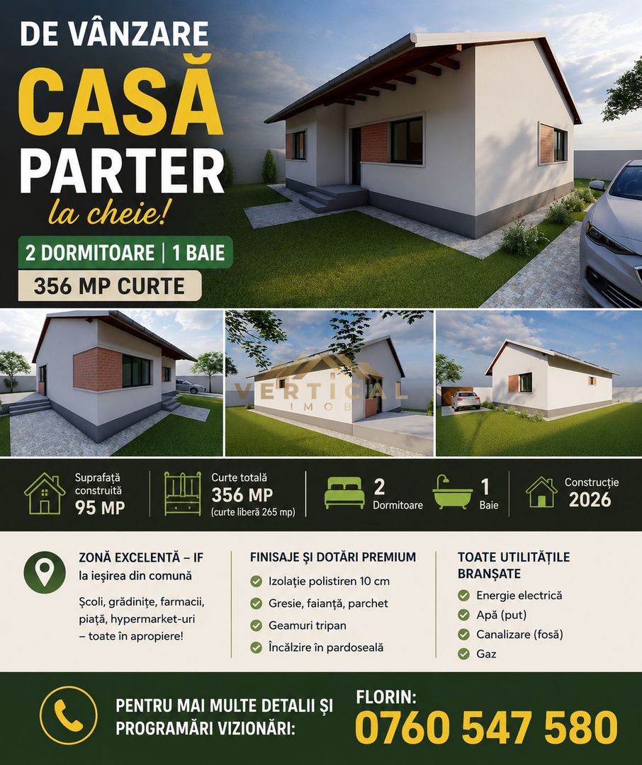 Casă Parter Modernă de Vânzare | 2 Dormitoare | Curte 356 mp - Poză 1