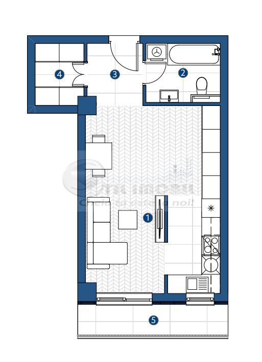 Apartament de vanzare cu o cameră in Galata,Iasi ,42.08 mp, bloc nou ! - Poză 5