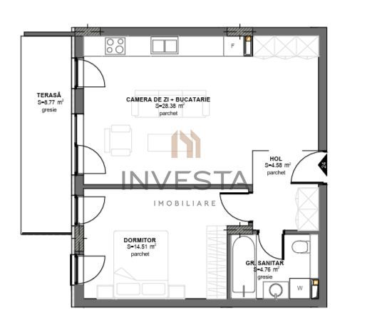 2 camere spatioase, finisaje premium, bloc nou – Floresti - Schiță 6