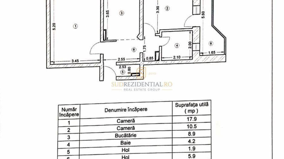 Apartament 2 camere de închiriat – Brâncoveanu / Parcul Tineretului - Schiță 8