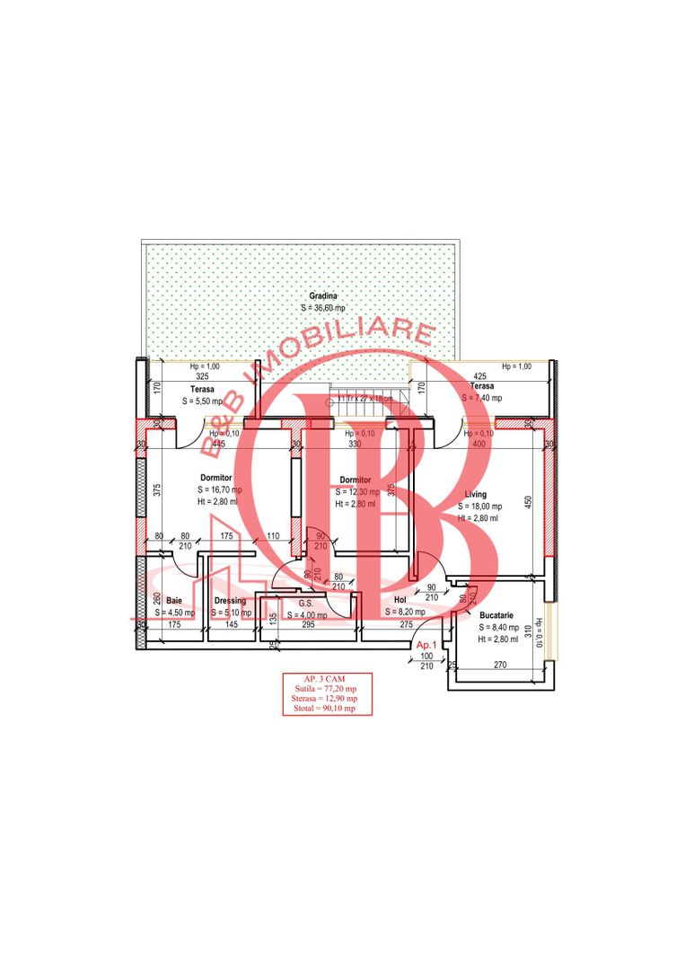 3 camere | Gradina Proprie | Metrou Nicolae Teclu | Pallady - Schiță 3