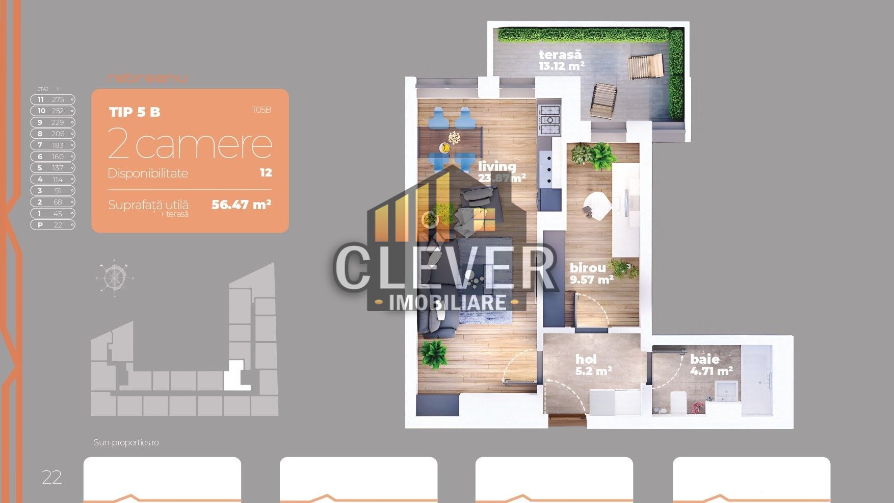 Apartament 2 camere finalizat - Bd Rebreanu,  Auchan Titan - Schiță 16