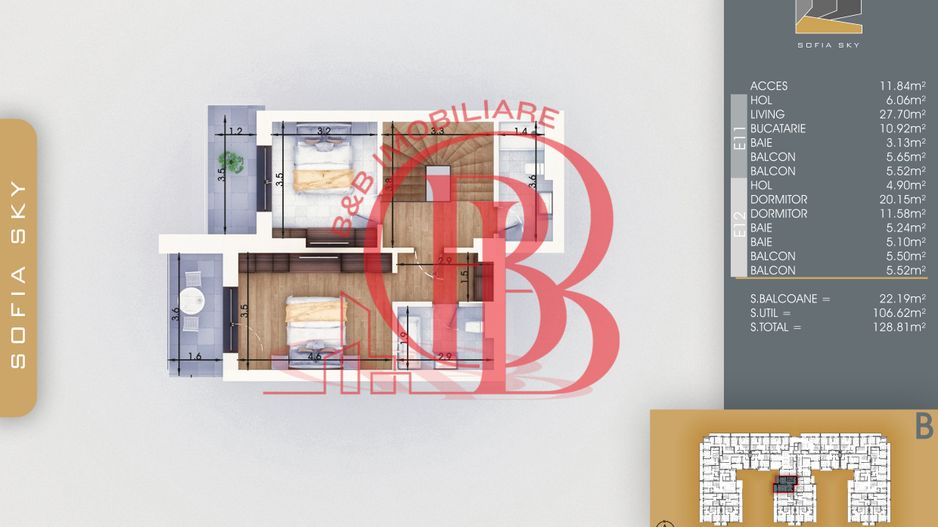 3 camere cu Scara Interioara Mutare Rapida 7min Metrou - Schiță 3