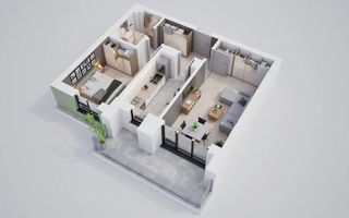 Un apartament modern cu 2 camere și terasă - Poză 3