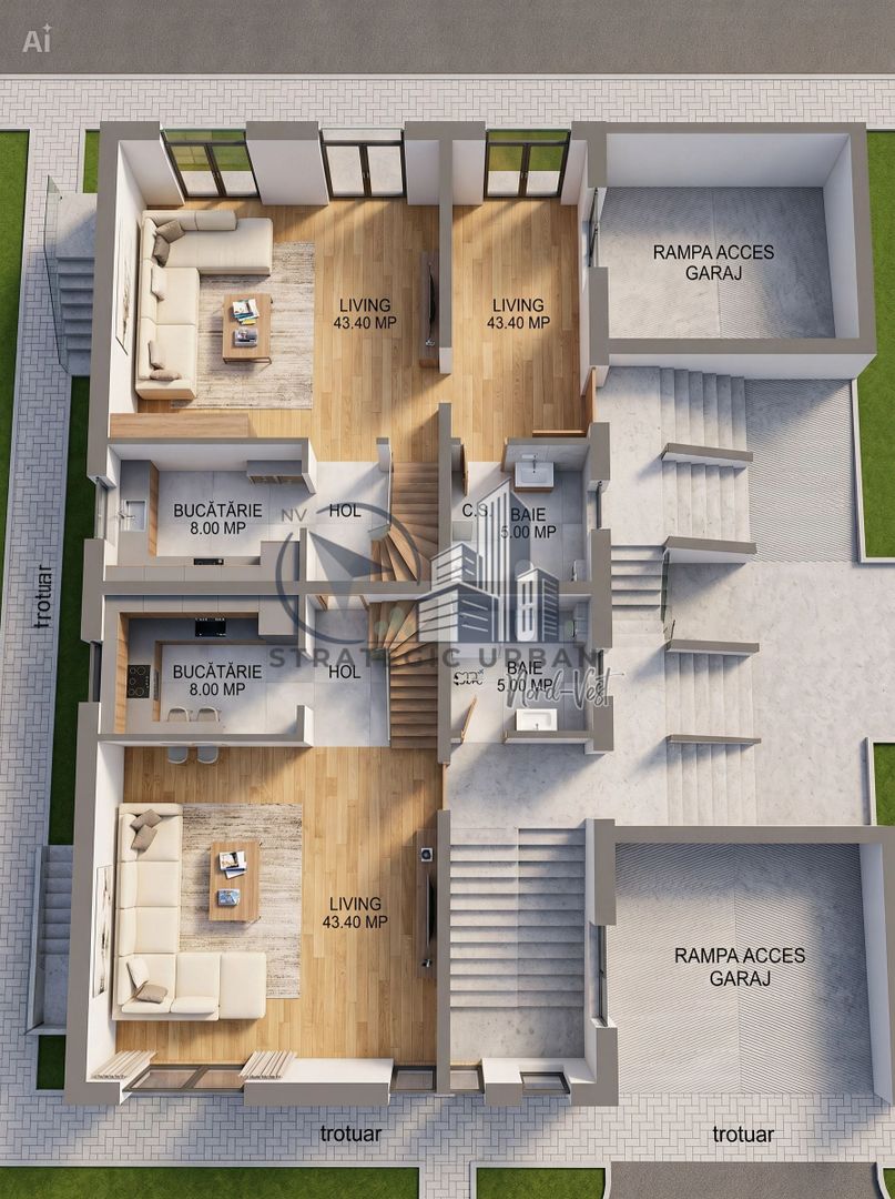 Duplex semifinisat, zona Stadionului de Fotbal, Florești - Schiță 6