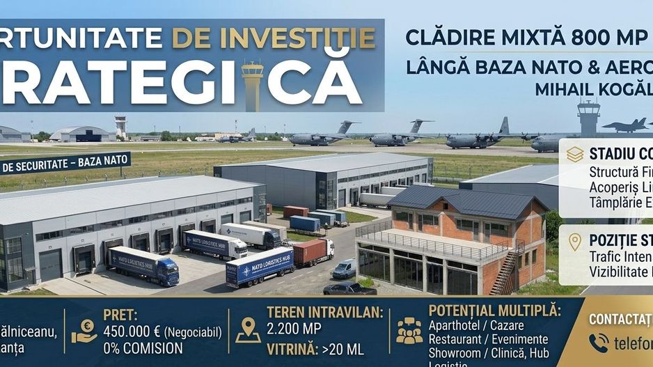 OPORTUNITATE DE INVESTIȚIE STRATEGICĂ – Clădire Mixtă 800 mp lângă Baza NATO - Poză 1
