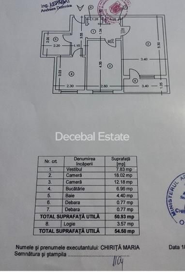 Apartament 2 camere Titan 55 mp centrala proprie - Schiță 11