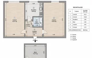 2 CAMERE | CEAIKOVSKI-FLOREASCA | IGIENIZAT | BOXA 11MP | CENTRALA - Schiță 14