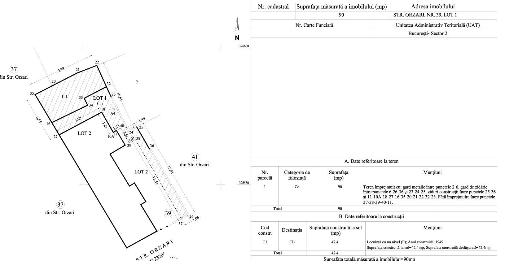 Constructie Ruina 42 mp pe strada Orzari colt Agricultori teren 90mp - Poză 2