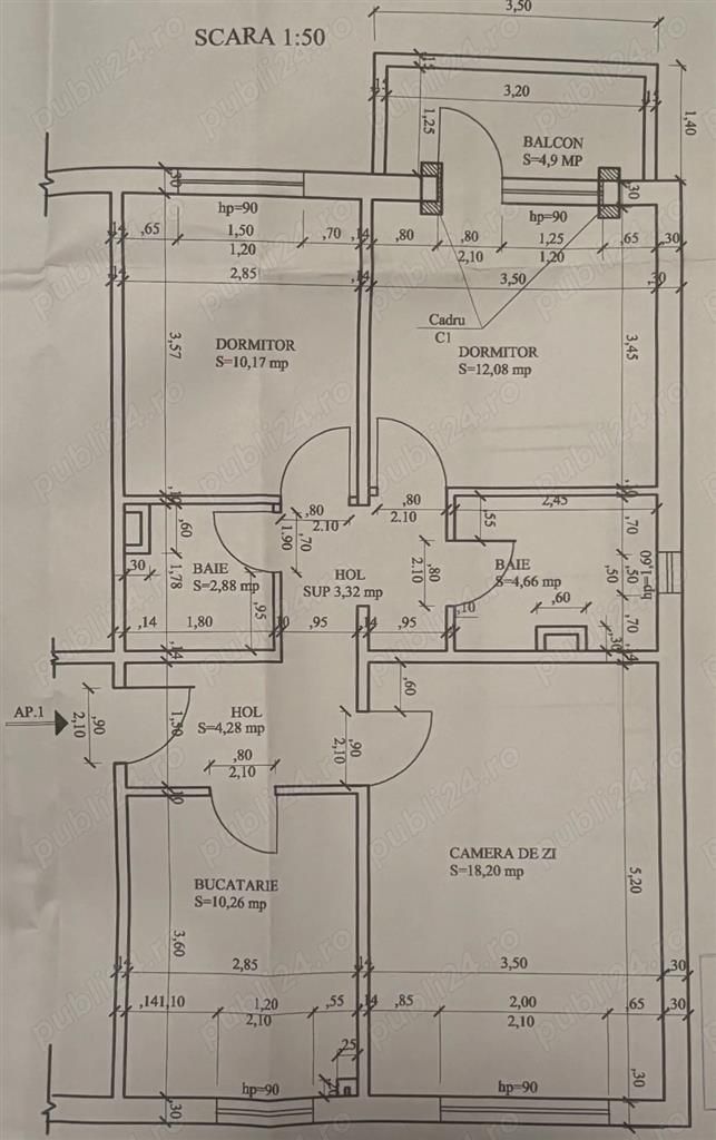 Apartament 3 camere zona Aradului parter cu balcon - Poză 10