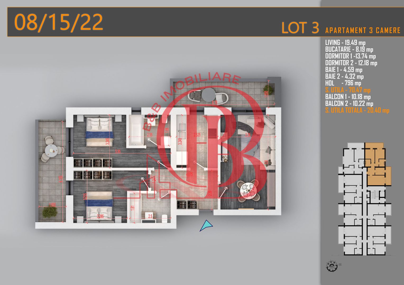 Apartament 3 camere Titan Th. Pallady-Sector 3-Metrou Teclu - Schiță 1