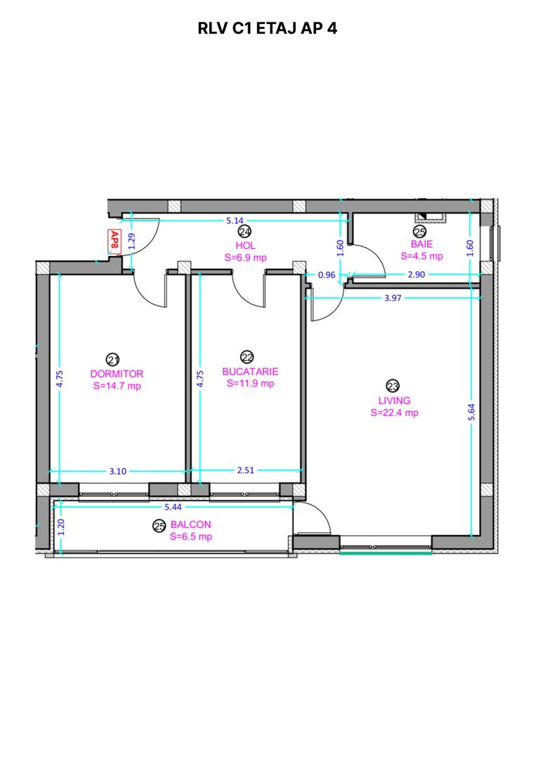 Apartament 2 camere cu bucatarie inchisa- Selimbar zona Lidl. - Schiță 4