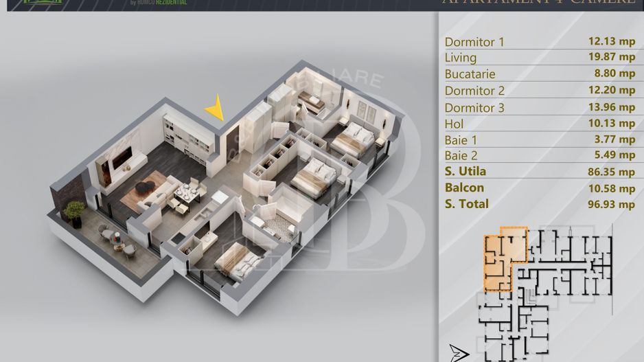 Apartament 4 camere Proiect Premium Independent Energetic - Schiță 12