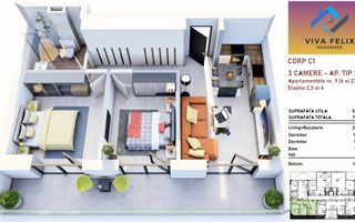 3 camere, finisat, parcare inclusa, VIVA FELIX RESIDENCE - Poză 8