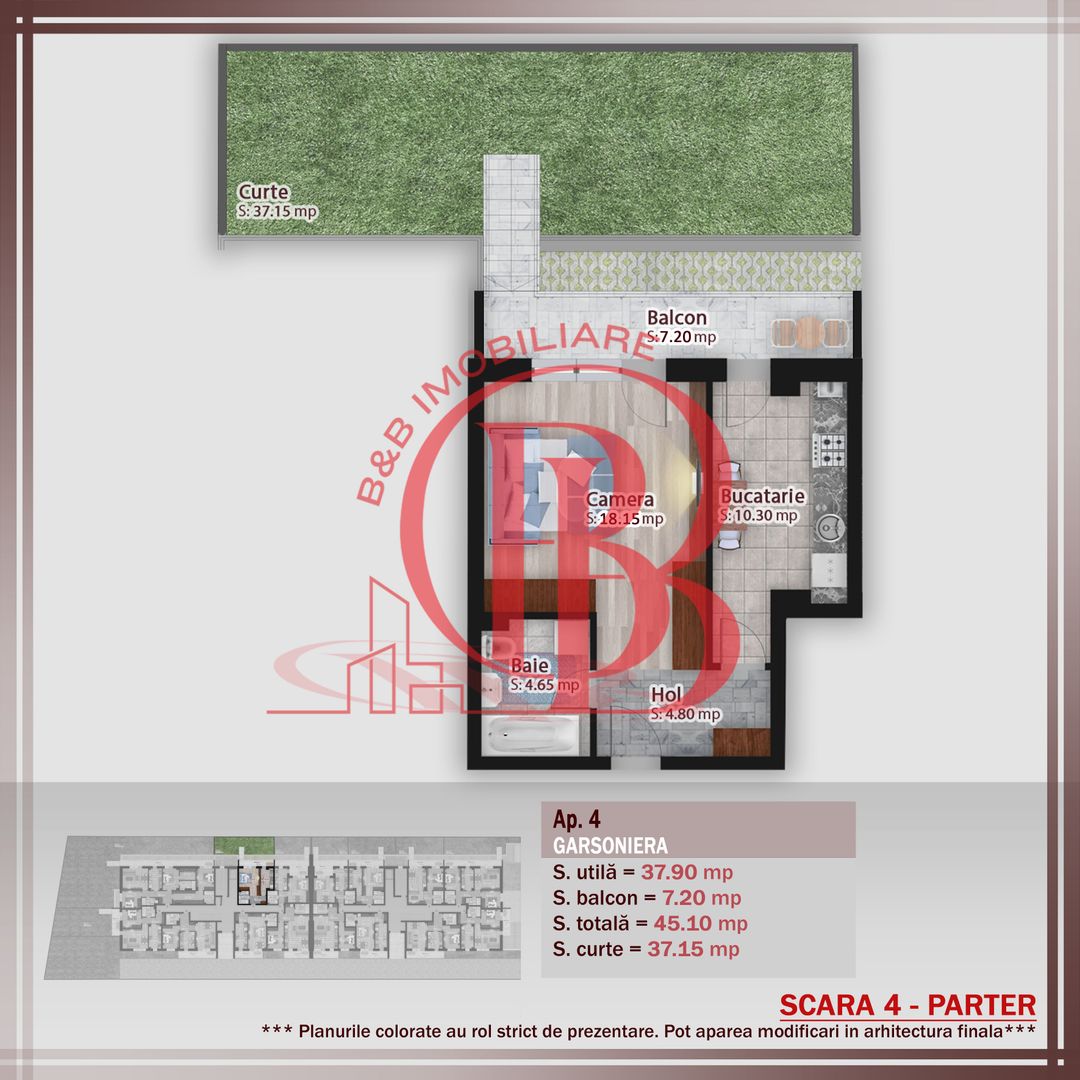 Garsoniera cu gradina -oferta lansare proiect Pallady - Schiță 1