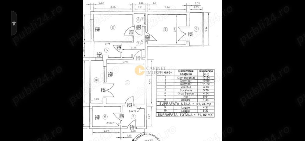3 Camere-71MP | Creditabil | 3/9 | Reabilitat | 2 Balcoane | M Gorj - Schiță 16