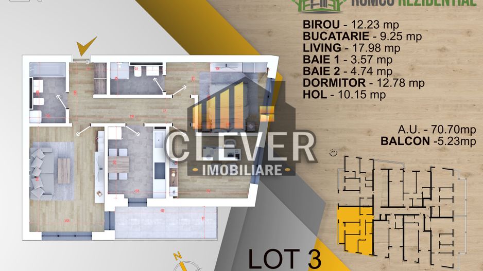 3 camere decomandat, energie proprie - Parcul Teilor - Poză 2