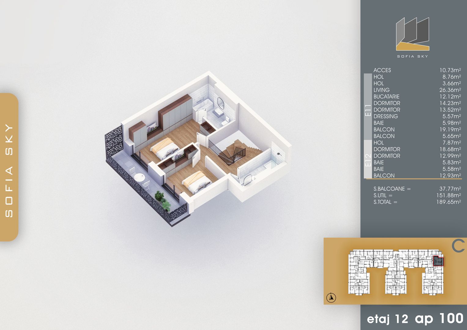 5 camere Duplex cu dressing si 3 balcoane 7 minute M Nicolae Teclu Pallady - Schiță 14