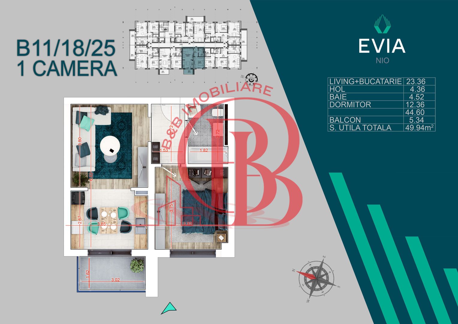 2 camere ideal investitie proiect premium -Titan -Pallady - Schiță 6