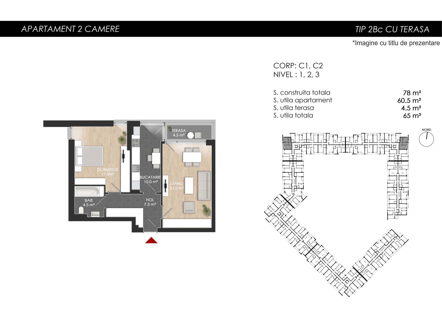Apartament 2 camere - decomandat - 60 mp utili. Atria Urban Resort - Poză 12