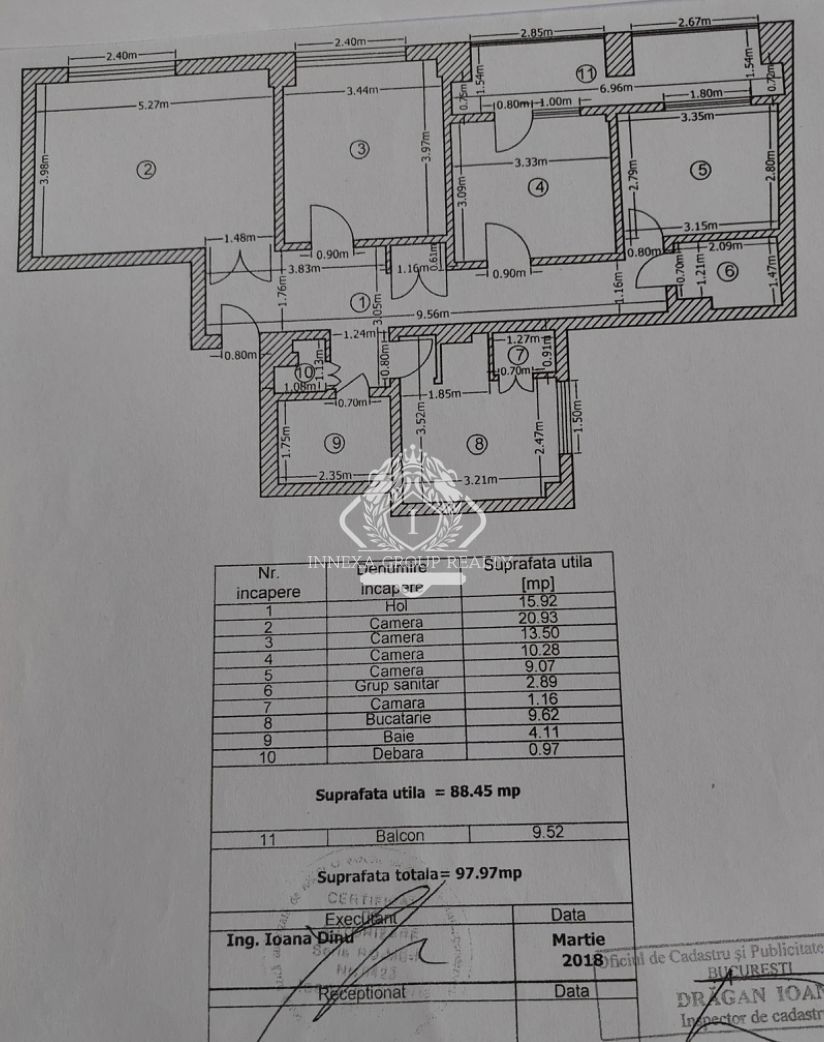 Piata Romana | Apartament decomandat 4 camere modern | Bloc 1980 | 97mp - Schiță 18