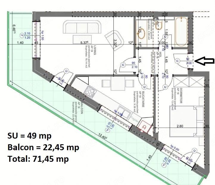 Apartament 2 Camere | 71 mp | Vivamus Residence, Brașov | Mobilat - Utilat - Poză 10