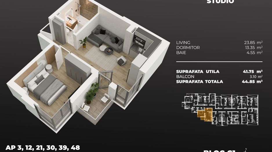 garsoniera dec 3min metrou Berceni - Poză 1