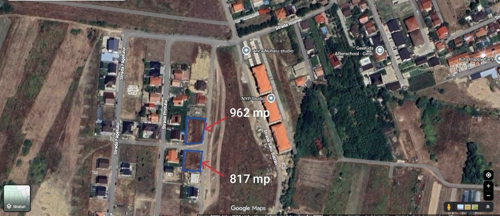 Terenuri intravilane de vânzare în Giroc, pe colț, 2 fronturi stradale - Poză 1