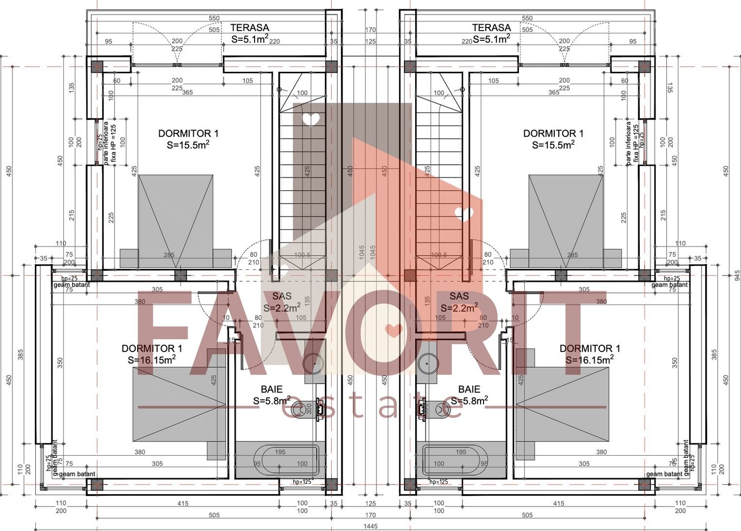Duplex in Mosnita. Despartit prin anexa. La asfalt. - Schiță 9