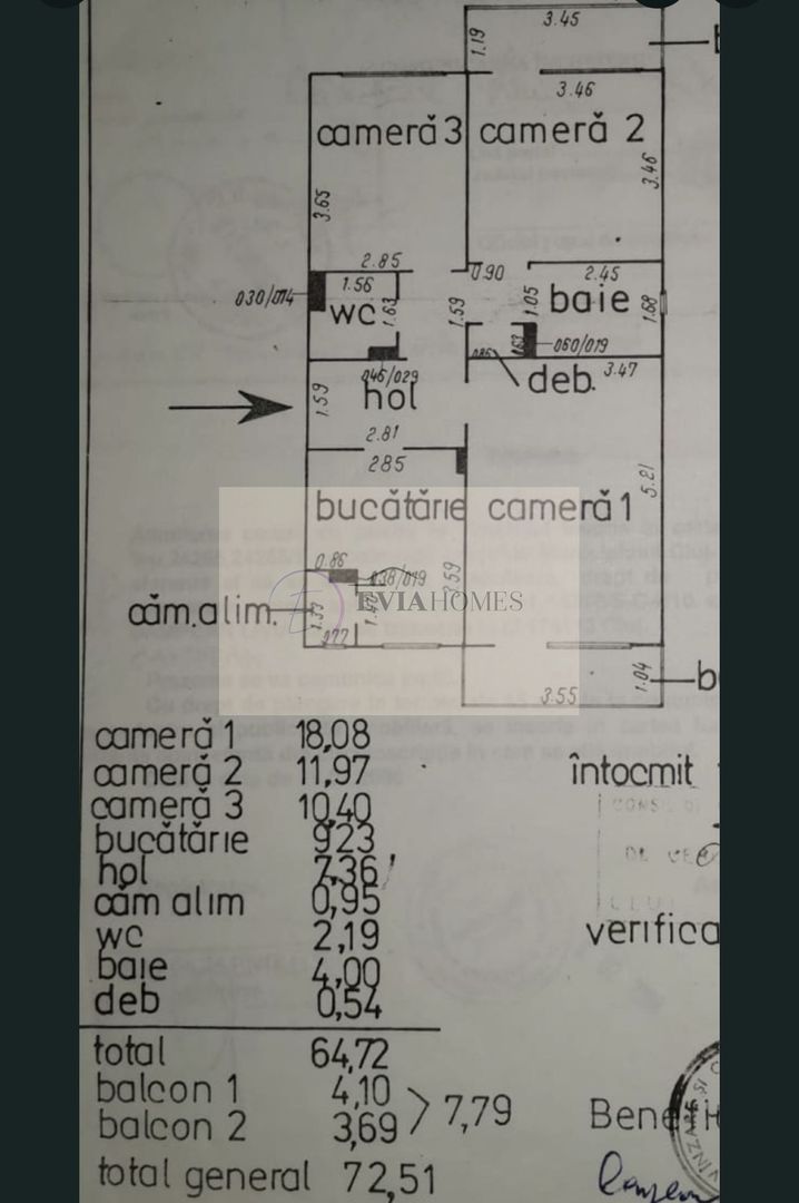3 camere decomandate / 2 bai/ Zona Profi Zorilor - Schiță 10