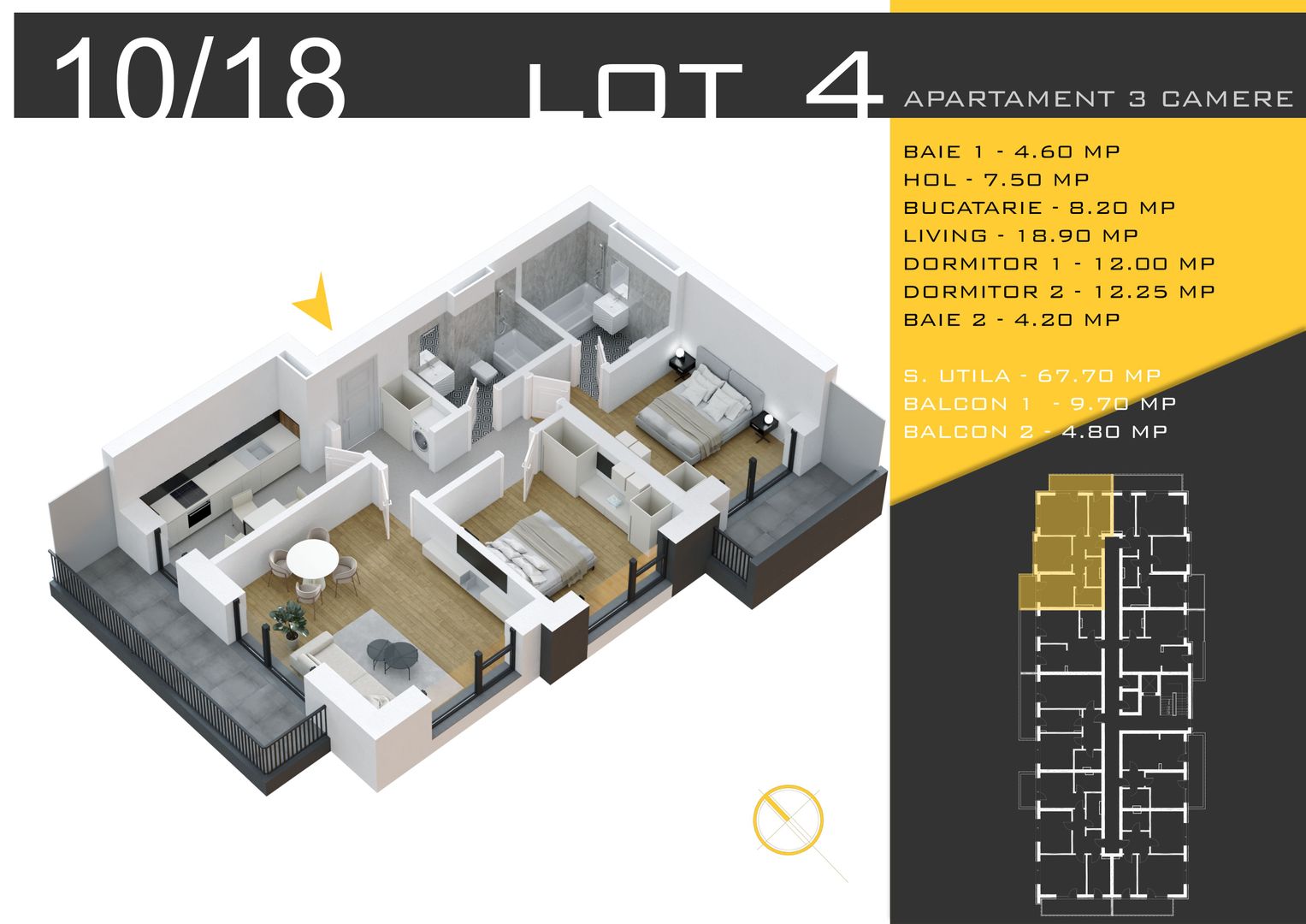 AP. 3CAM. DECOMANDAT IN NOUL PROIECT ROSSA RESIDENCE / PALLADY! - Poză 1