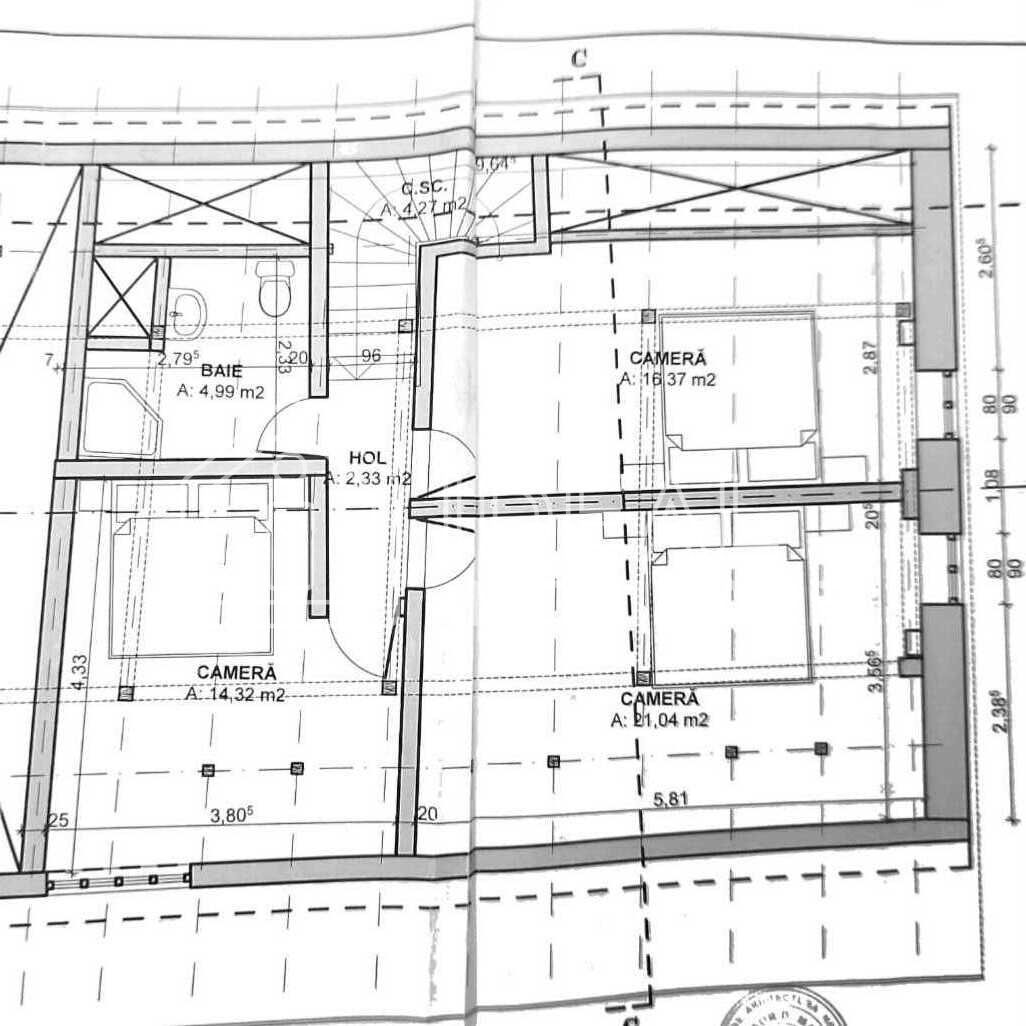 Casă veche, solidă, cu 4 camere, pivniță boltită și 4 băi – zonă centrală - Schiță 15