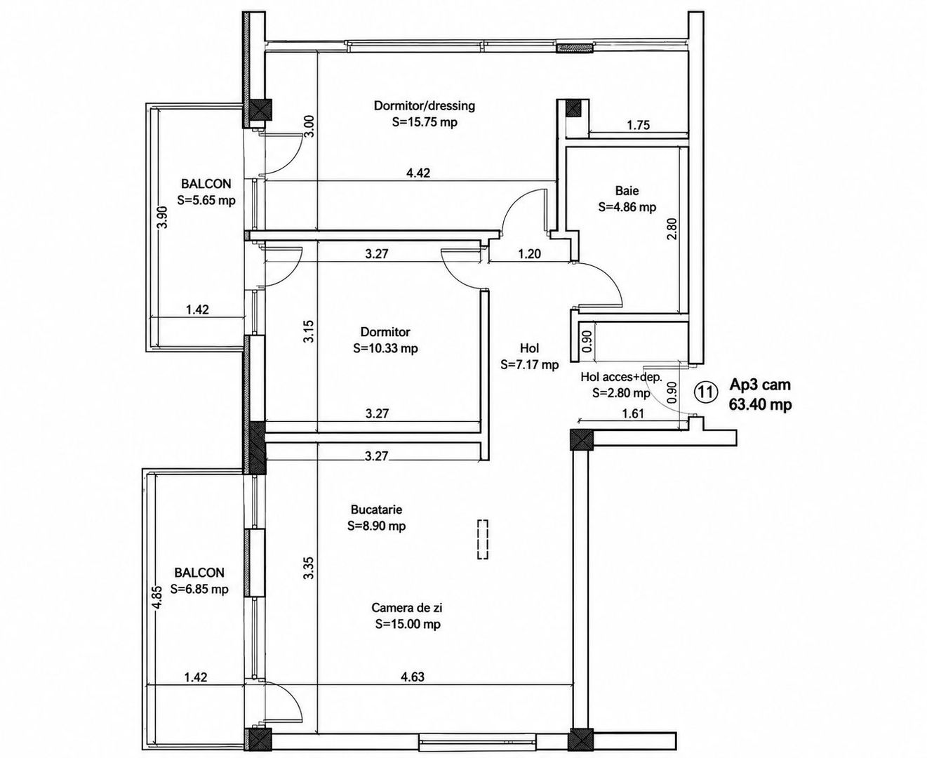 Apartament cu 3 camere, 2 balcoane si loc de parcare in Donath Park - Poză 10