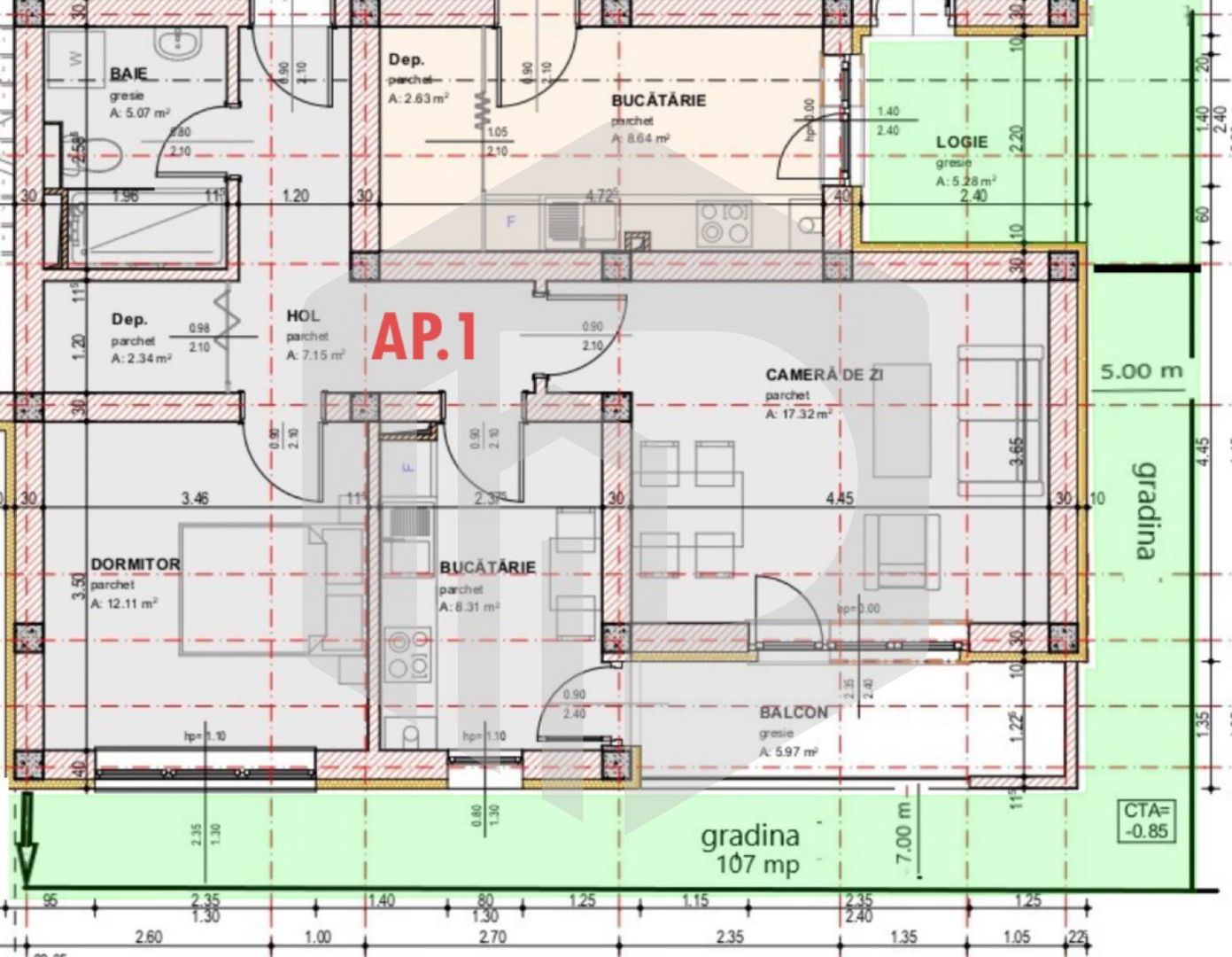 Apartament 2 camere+ erasa | Str. Pictor Brana-Curte/Gradina 107 mp - Poză 1