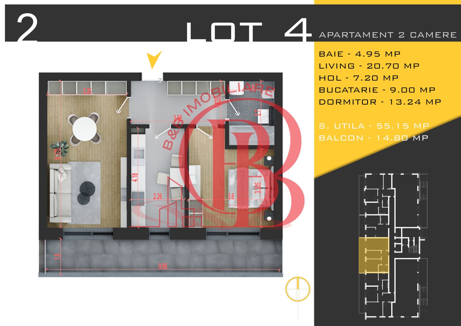 2 camere decomandat Titan Pallady  Metrou Nicolae Teclu - Schiță 10