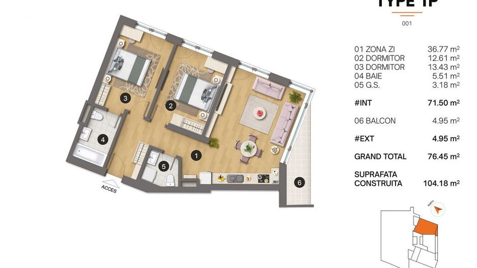 Tomis Plus - Celine Elegance - Vânzare apartament cu 3 camere, situat la parter. - Poză 2