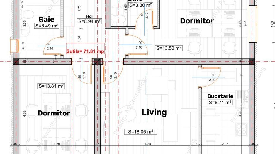 Apartament 3 Camere+Curte 30mp | 2 Bai | Giroc - Schiță 13