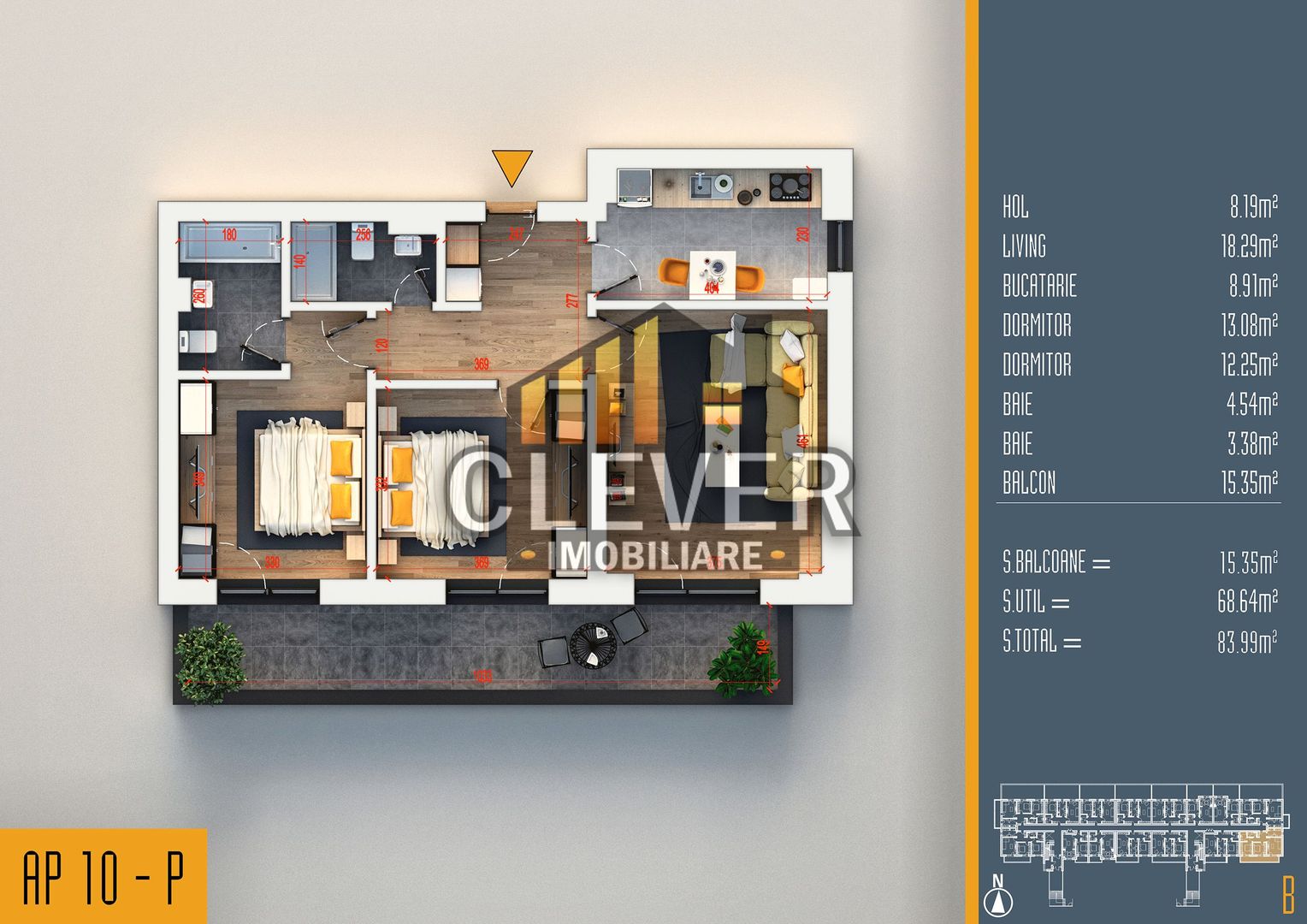 Apartament 3 camere decomandat | Balcon 15 mp - Pallady - Poză 2