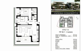 Apartament 3 camere | 81.53 mp utili + terasă 35 mp  PIPERA CONCEPT II - Poză 2