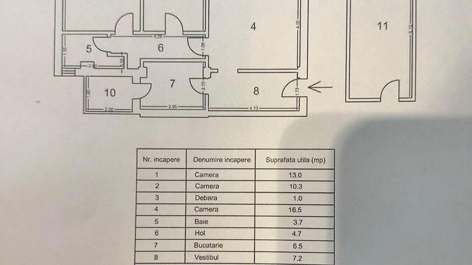 TOMIS NORD - 3 camere gata de mutat | piata Ciresica | scoala 29,38 - Schiță 2