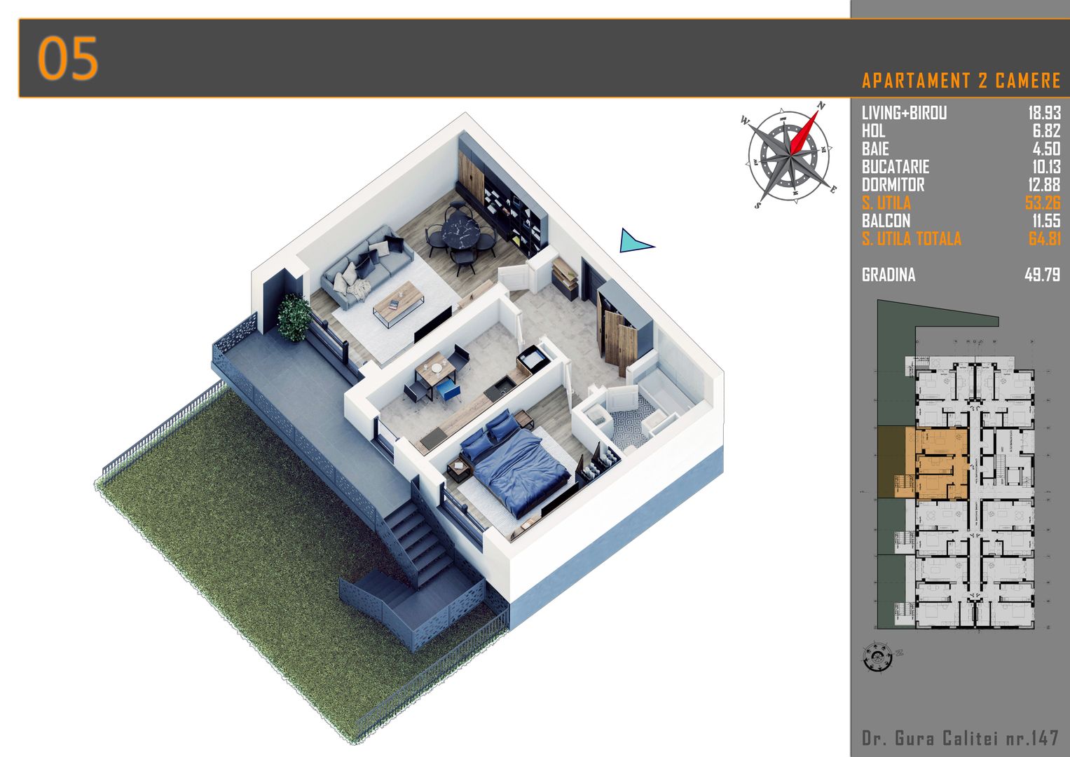 2 camere  cu gradina parcare bonus  - Titan - Pallady - Schiță 7