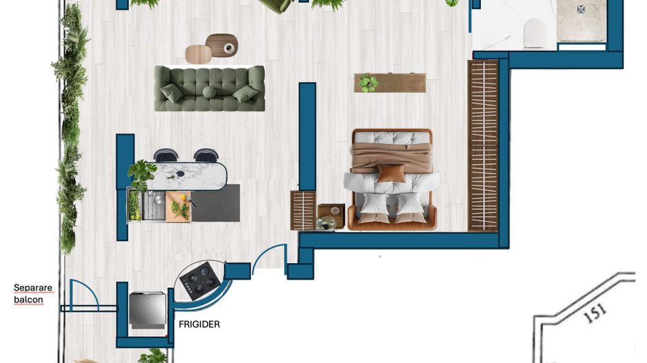Apartament 2 camere + garsonieră Radu Beller, vedere parc, fără risc seismic - Poză 21