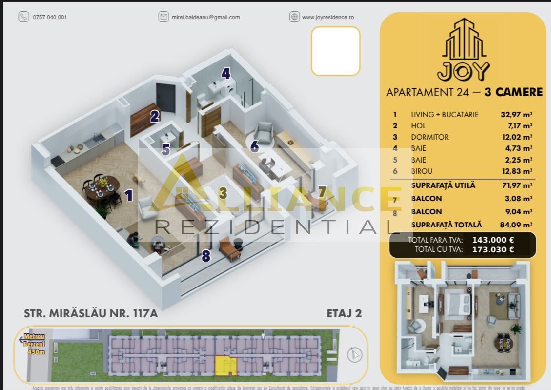 3 CAMERE - 5 MINUTE METROU BERCENI - 143.000eur+TVA - Poză 2