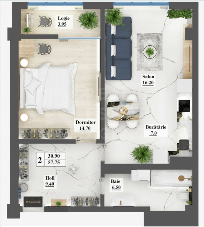 Vânzare, apartament, 2 camere, strada Profesor Ion Dumeniuc, Ciocana - Schiță 2