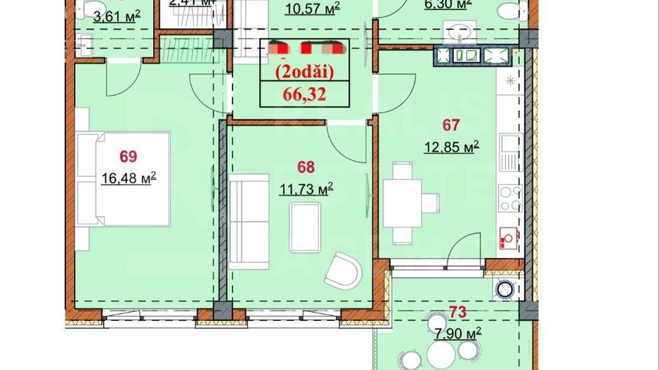 Vânzare, apartament, 2 camere, terasă, strada Grenoble, Botanica - Poză 5